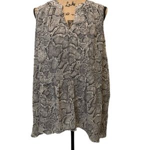 1 State Sleeveless Peplum Snake Print Tank